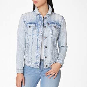 Levi’s Acid Wash Denim Jacket Full Zip + Button Closure Adjustable Waist, Size L